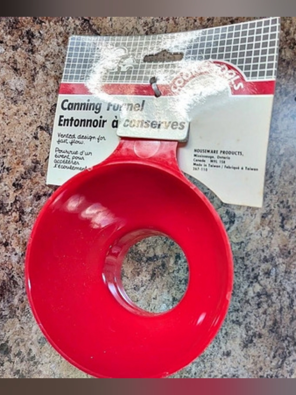 NEW Old Stock Red Plastic Kitchen Canning Funnel *BIN